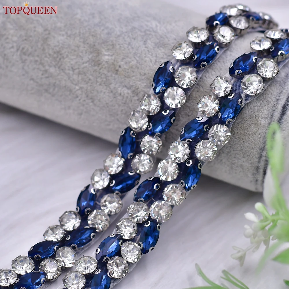 Topqueen Strass Bruids Spaghettiriem Met Lint Trouwriem Avondjurk Diamanten Riem Handgemaakt Applique S07-ML