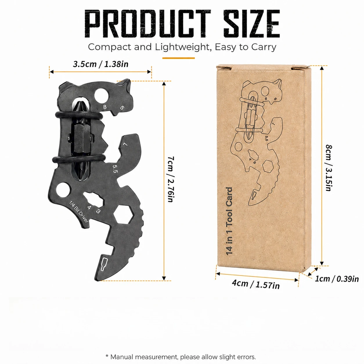 14-in-1 EDC Multi-Tool Card Stainless Steel Bottle Opener Screwdriver Wrench Spoke Tool for Camping Cycling Repair
