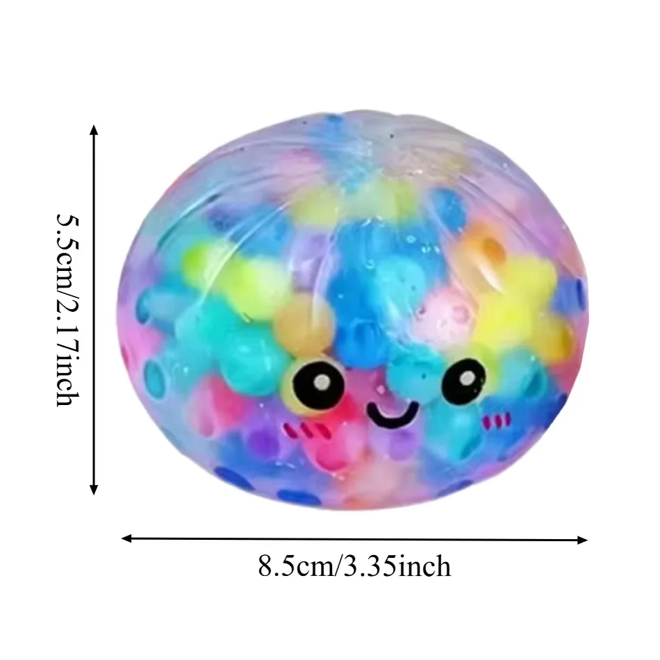 New 1-12pcs Rainbow Dumpling Squishy with Bead Sensory Squeeze Toy for Stress Relief with Bamboo Steamer Funny Gifts