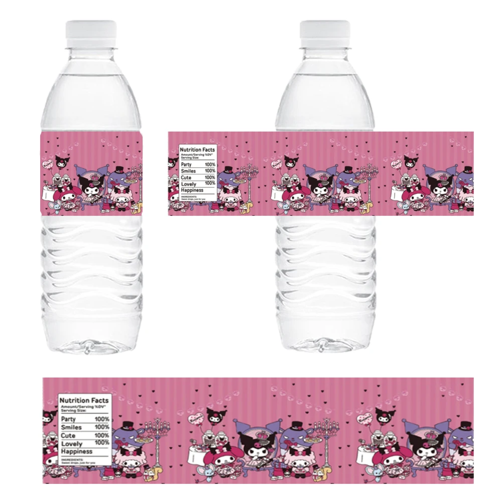 Kuromi Sticker Party Supplies Juice Bottle Sticker Set Girl's Favorite Kuromi Party Beverage Bottle Sticker Pink Packaging Decor