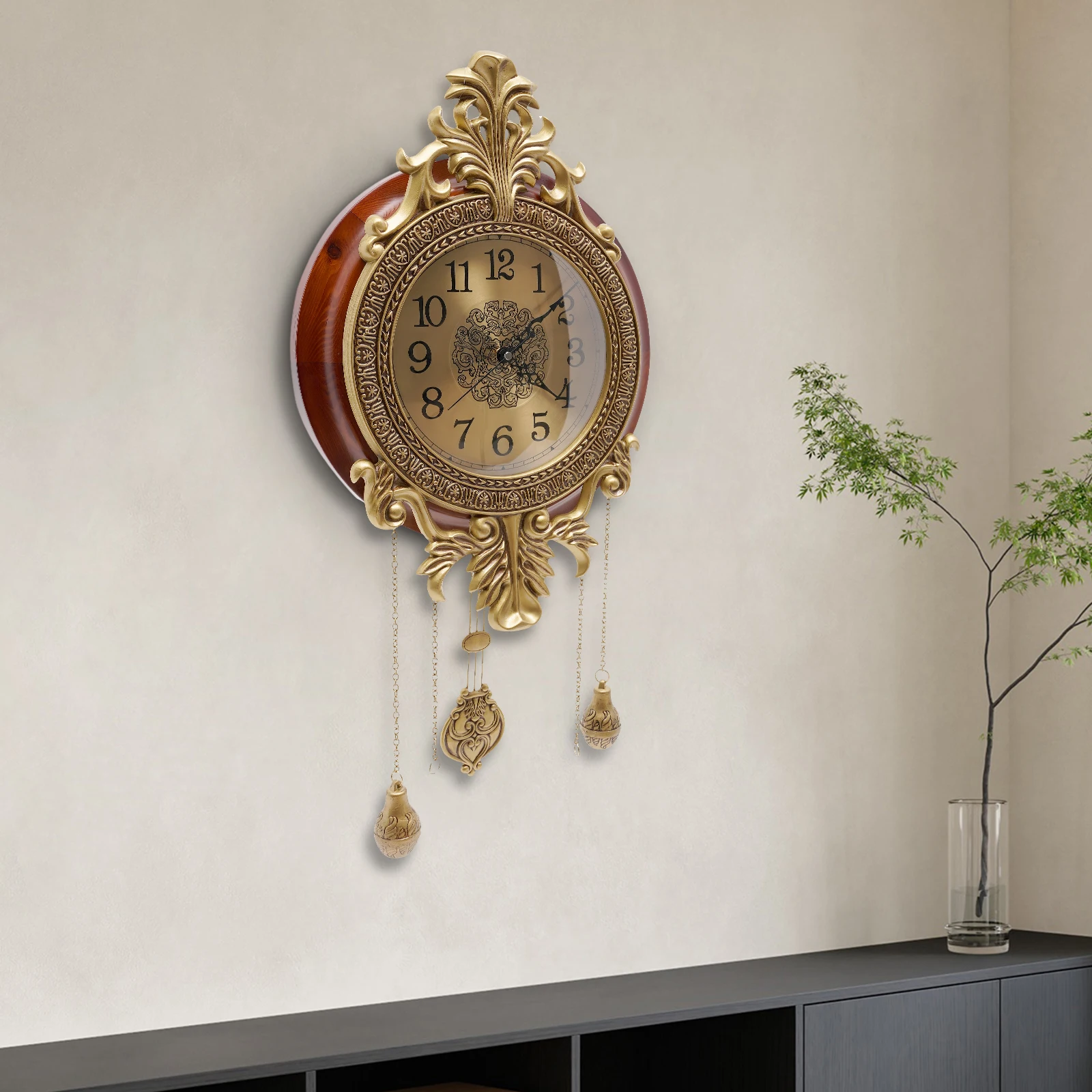 

Retro Wall Clock, Silent Wall Clock with Swinging Pendulum, Battery Operated Pendulum Clock, for Bedroom Living Room 13.8*29Inch