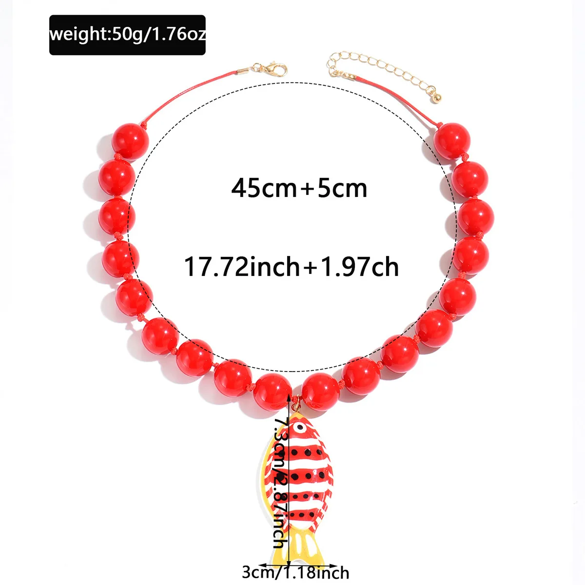 Summer Beach Vacation Style  Clown Fish Beaded Necklace for Women Versatile Personality Colorful Small Fish Pendant  Accessories