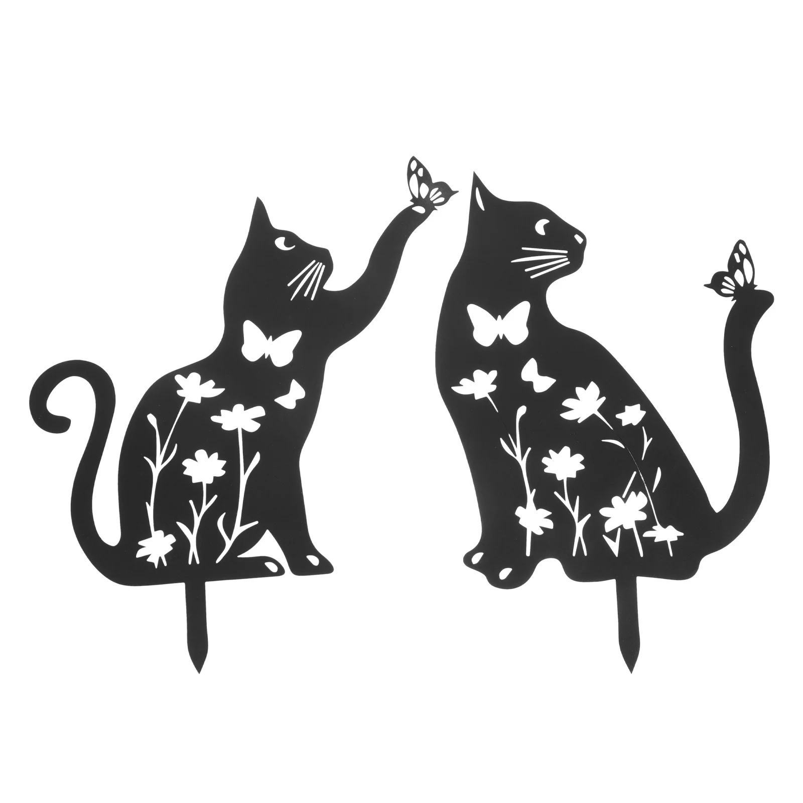 

2Pcs Metal Cat Garden Stakes Decorative Hollow Design Yard Ornament Lawn Sculpture Garden Decor