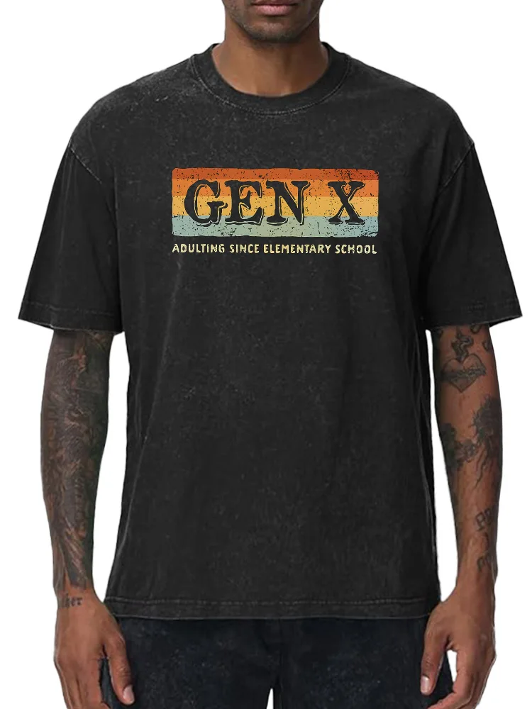 تي شيرت برسومات مغسولة كبيرة الحجم مخطط 100% قطن تي شيرت للرجال ملابس هيب هوب كلاسيكية فضفاضة تناسب