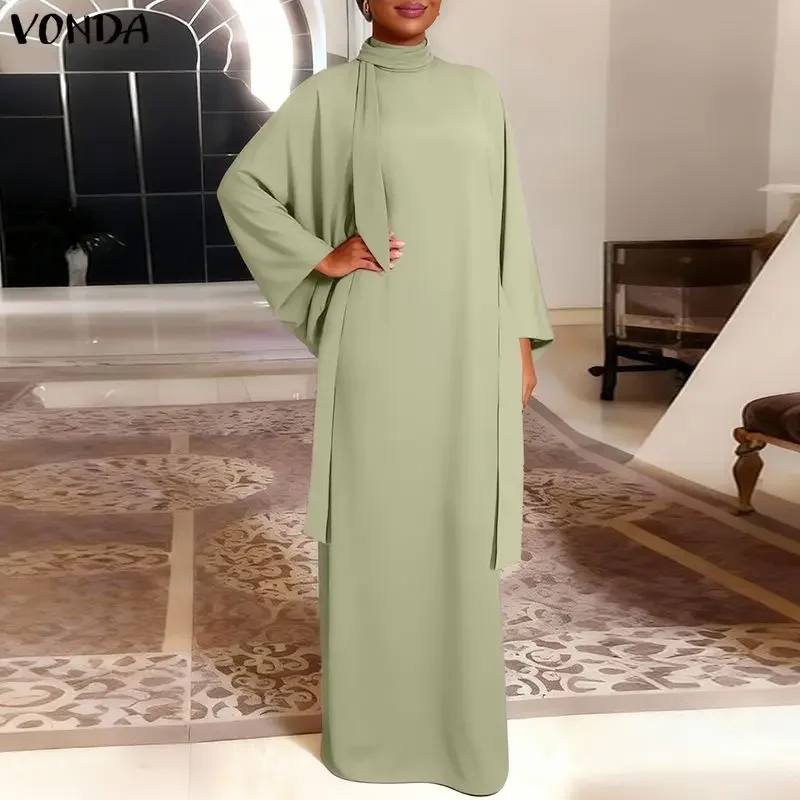VONDA Plus Size Maxi Dress - Elegant Ribbon Party Vestidos - usage example