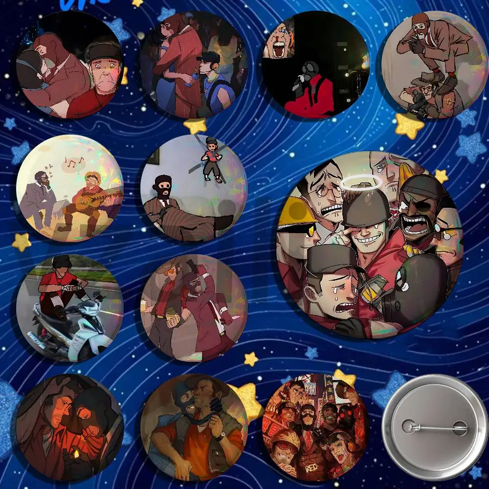 S-Scout Pyro Spy Sniper T-Team TF2 Badges 25 32 44 58 75 mm Round Customizable Wholesale Fan goods Self-made fan freebies TH