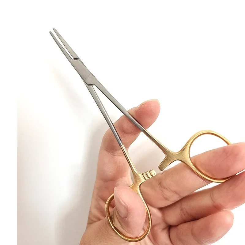 

1pc Stainless Steel Curved Dental Forceps Hemostatic Dentista Gold Handle Versatile Pliers Plucking Tools Material Accessories