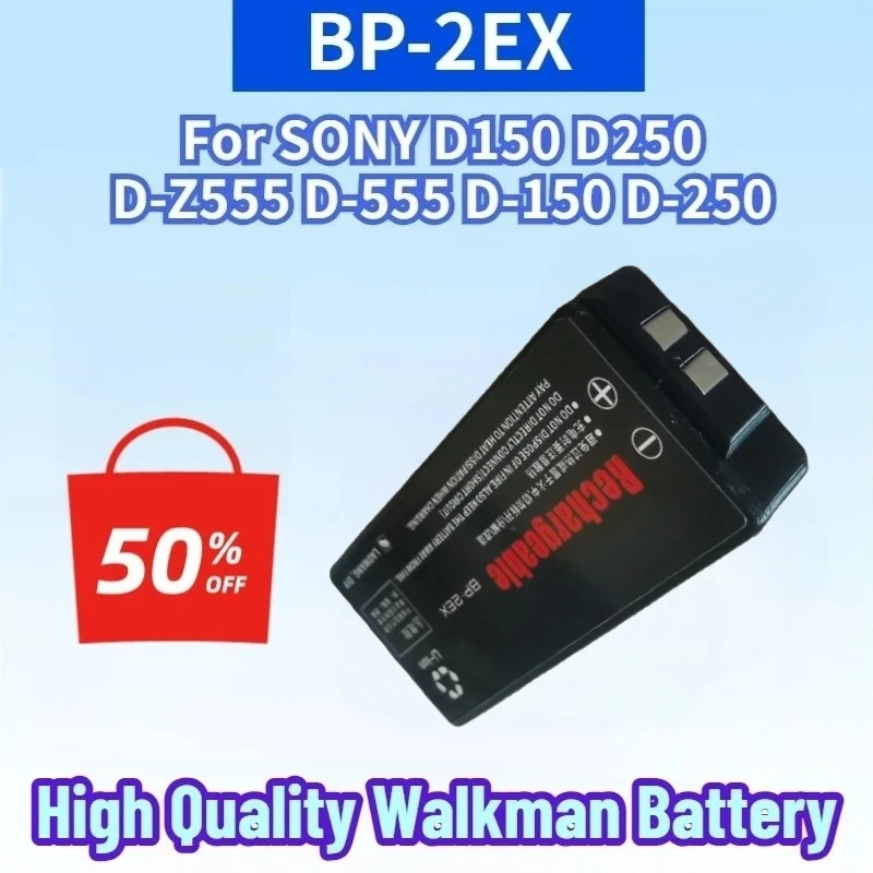 Batería BP-2EX para SONY Personal Stereo D150 D250 D-Z555 D-555 D-150 D-250 D-99/90 D-88/82 D-303, Batería de Alta Calidad para Walkman