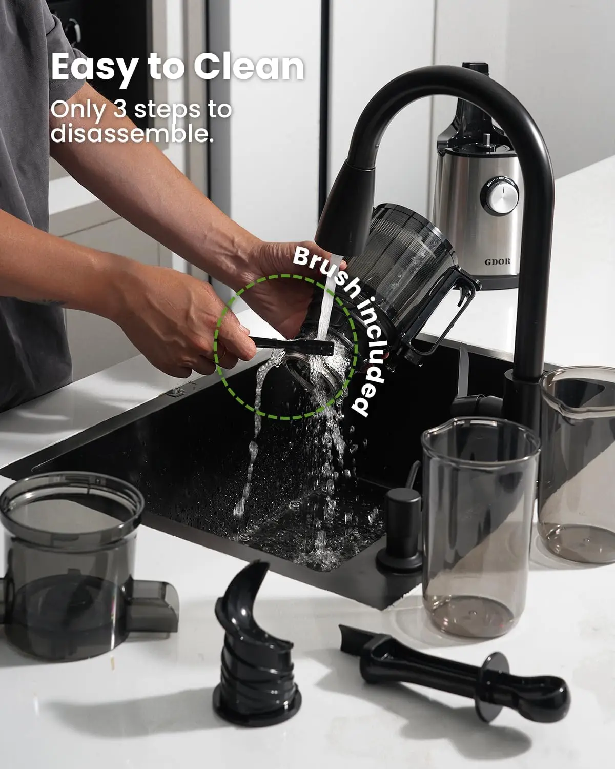 Cold Press Juicer Machines, 4.25'' Large Feed Chute Masticating Slow Juicer Fits Whole Fruits And Vegetables, Low Noise, Ea