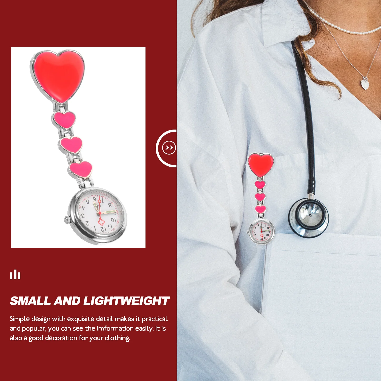 

1Pcs Nurse Hanging Watch Durable Long Lasting Use Simple Design Exquisite Detail Practical Easy Read Good Clothing Decoration