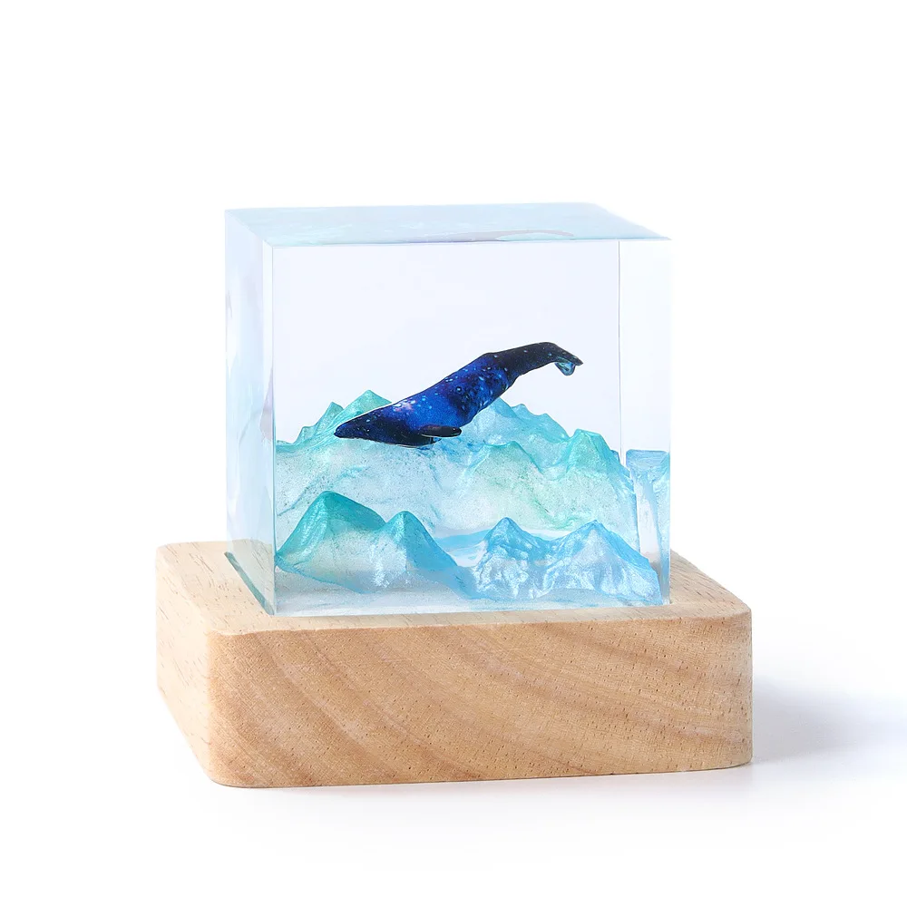 5 سنتيمتر مكعب الكائن الراتنج الجدول ضوء الإبداعية فن الديكور مصباح الحوت الجبلي موضوع ضوء الليل USB تهمة #5