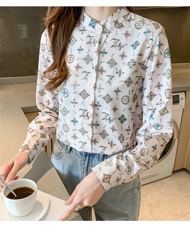 FANIECES blusas de mujer 2024 tendencia shirts & blouses Women Spring Autumn Chiffon Blouses Shirts Lady Long Sleeve Blusas Tops