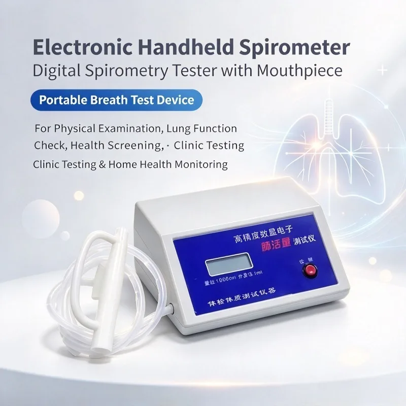 Electronic Handheld Spirometer Spirometry Tester Physical Examination Breath Test Device With Mouthpiece