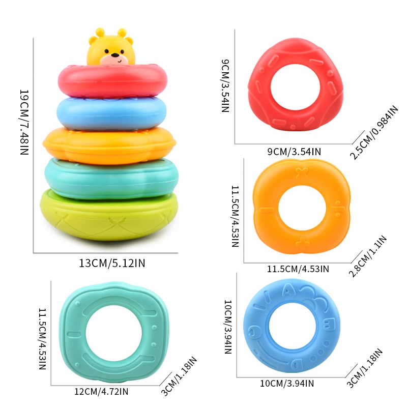 Jouet éducatif pour enfants, animaux de dessin animé, empilage, cercle arc-en-ciel, reconnaissance des formes et des couleurs, jouets pour enfants, casse-tête pour bébés