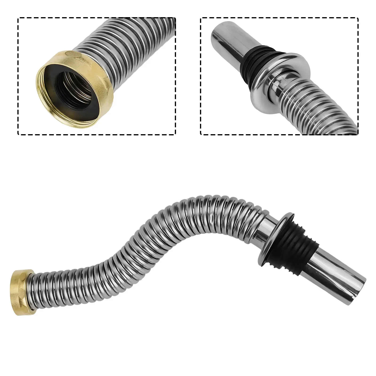 

40/60cm Stainless Steel Bathroom Kitchen Sink Siphon Waste Drain Flexible Pipe Hose Home Retractable Drainage Tube