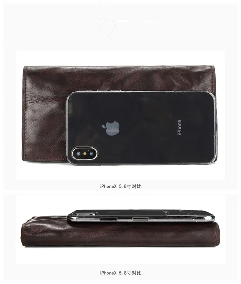 Vintage Trendy Pleated Luxury Genuine Leather Men's Clutch Bag Weekend Daily Designer Real Cowhide Teens Multi-card Phone Wallet