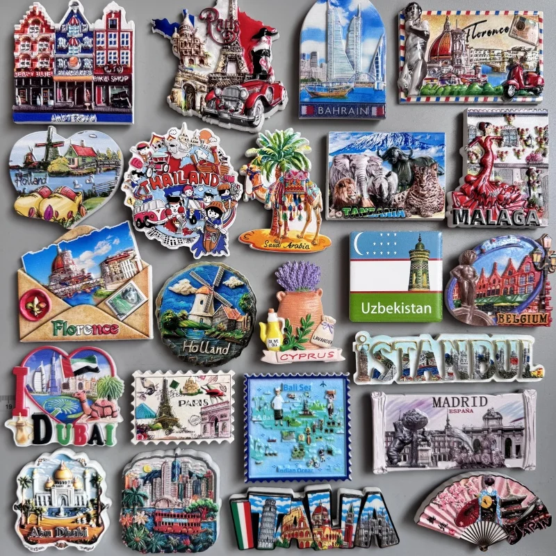 Fridge Magnets Italy Paris Holland Thailand Bahrain Saudi Arabia Dubai Abu Dhabi Bali Cyprus Belgium Istanbul Japan Miami