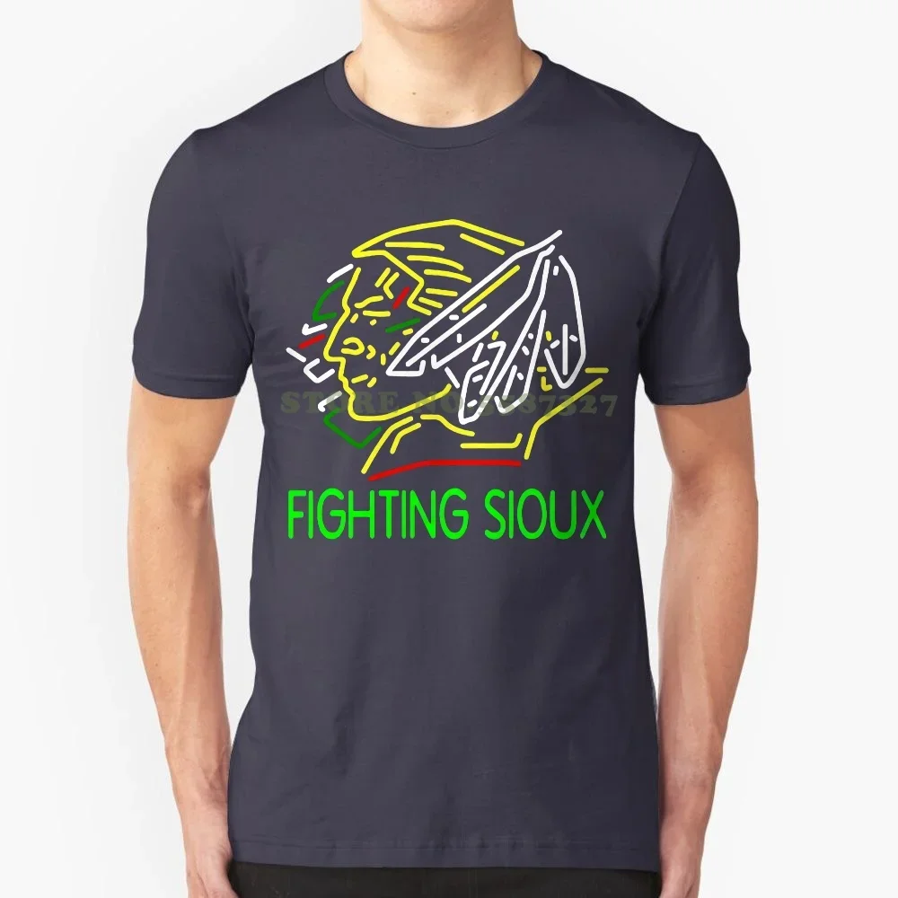 Men's Fighting Sioux T Shirt Men T Shirt Print Cotton Short Sleeve T Shirt