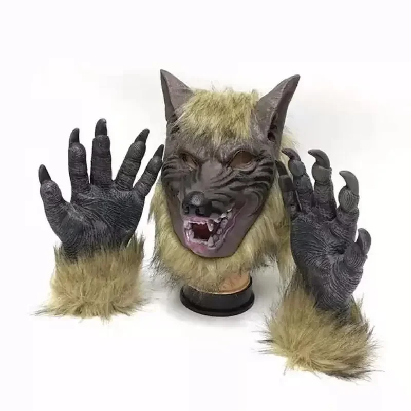 Creepy Wolf Werewolf Cosplay Props Kit Including Mask Claw Gloves And Devil Headdress For Halloween Party Dress Up Carnival Stag