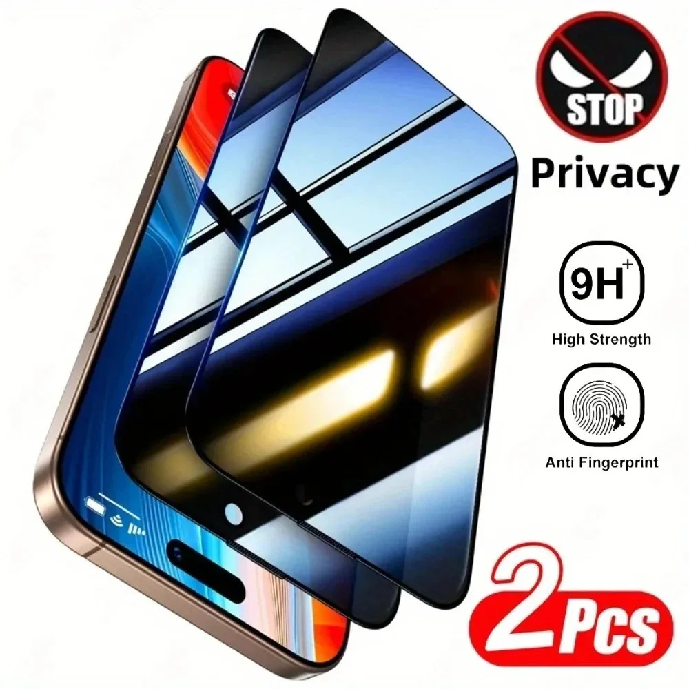 2er-Pack Blickschutzfolie für iPhone 17 16 15 14 Pro Max 16e 15 14 Plus 13 12 11 Pro XR XS Max – Vollständige Abdeckung, Anti-Spionage-Glas