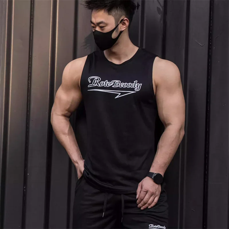 2024 casual sport suit men running fitness vest+Shorts two-piece set loose quick drying  basketball training tracksuit Man\'s set