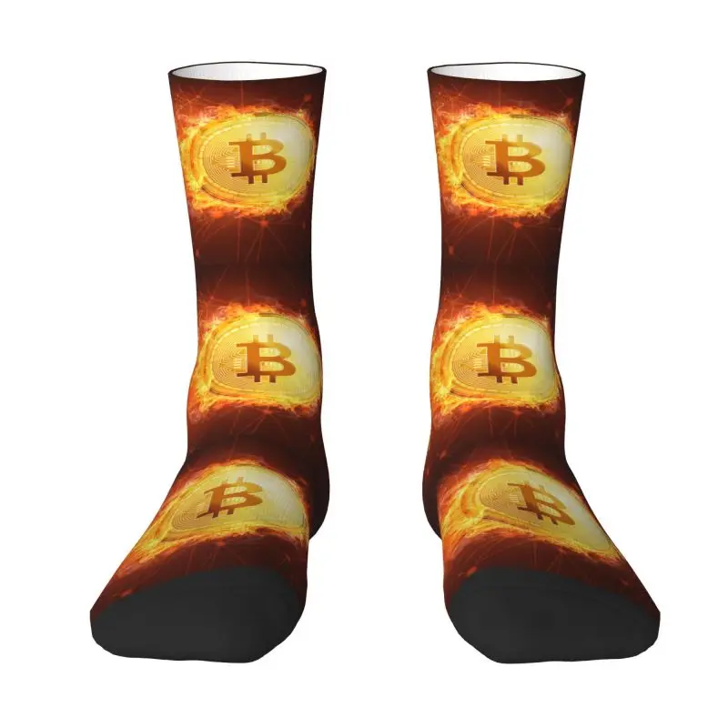 Fashion Mens Bitcoin Coin Dress Socks Unisex Warm Breathbale 3D Printing Btc Crypto Currency Crew Socks