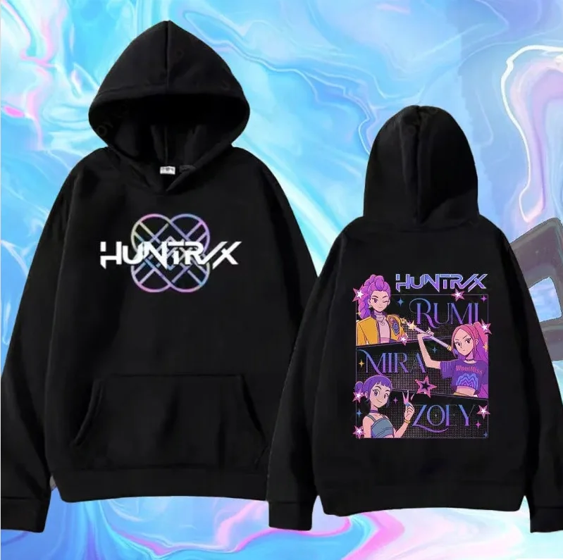 أزياء الشيطان هنتر نمط هوديي قبالة الكتف Y2K الشارع البلوز لها الهيب هوب هدية هنتركس Kpop النمر هوديي