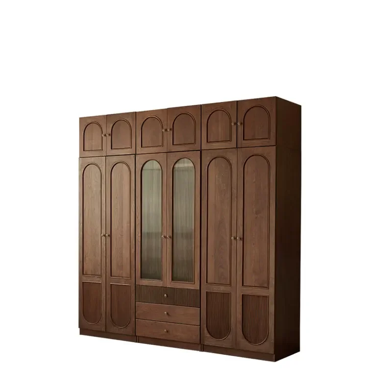 North American black walnut retro solid wood combination wardrobe bedroom home storage wardrobe locker