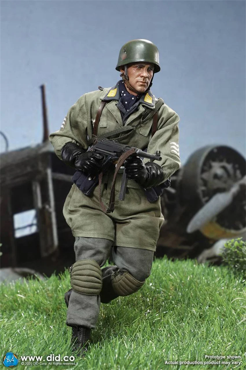 1/6 DID D80146 WWII Military Series Army Force German Infantry Paratrooper Green Devils 1/6 Soldier Model with Hatchs Schmeling