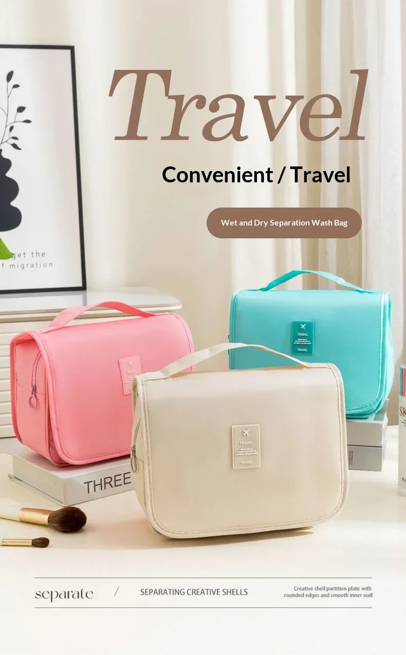 Tragbare Toilettenartikel-Tasche mit Haken, multifunktional, wasserdicht, abriebfest, mehrschichtig, großes Fassungsvermögen, Kosmetiktasche. – Detail 4