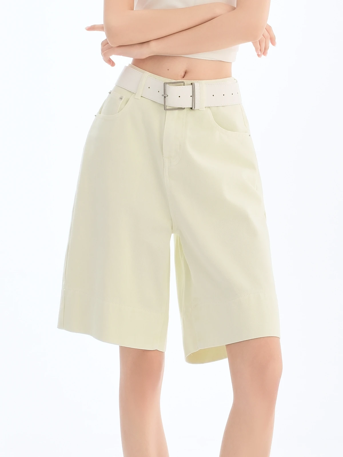 

ZHISILAO New High Waist Wide Leg Straight Casual Denim Shorts Women Causal Solid Jeans Shorts Summer 2025