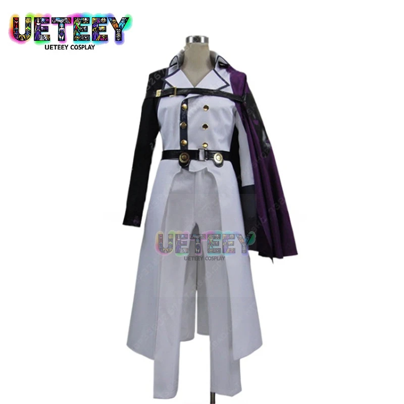 UETEEY  Seraph of The End Crowley Eusford Uniform Cosplay Costume with Cape and Gloves