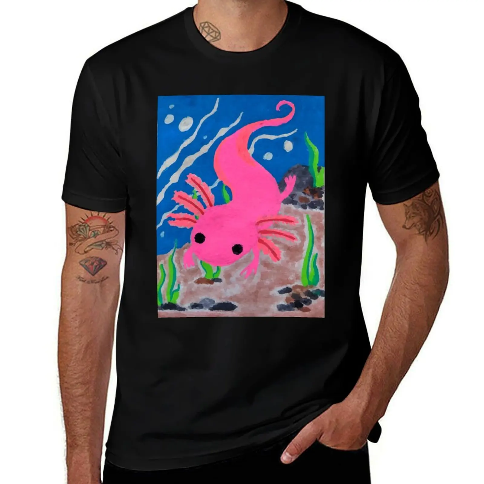 Curious Axolotl T-Shirt Gym Wear Breathable Short Sleeve Tee