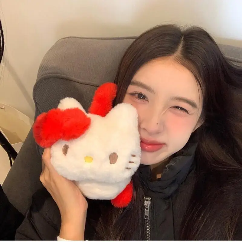 新しいハローキティぬいぐるみウォーマーイヤーマフアニメピンクKtかわいい耳当て冬屋外防寒イヤーマフ耳カバー女の子ギフト