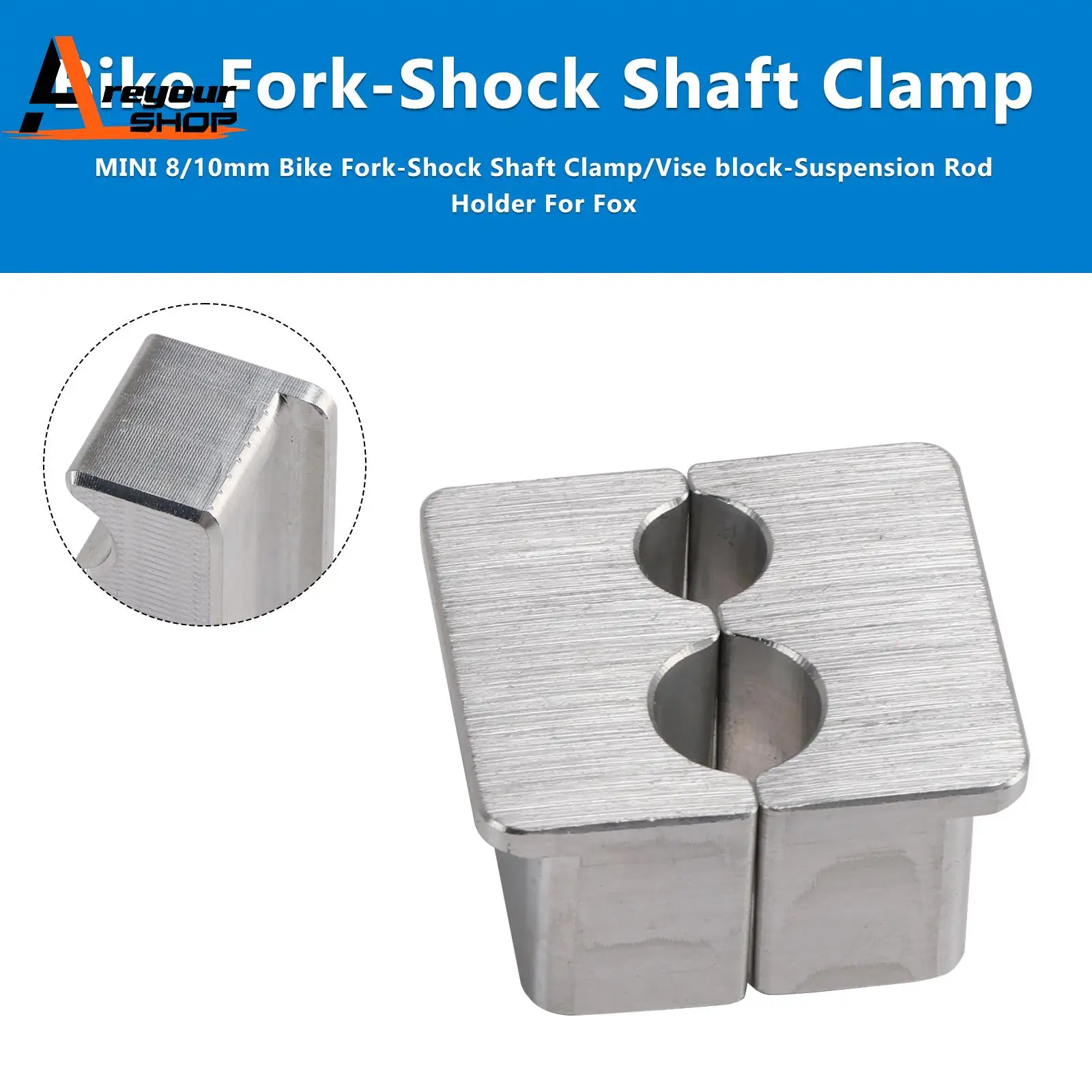 Areyourshop Mini 8/10mm Bike Suspension Shaft Clamp for Fox Fork & Rear Shock Service, Aluminum Vise Block Repair Tool