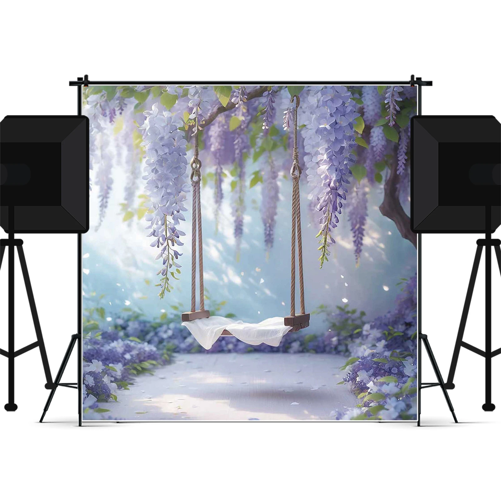 MOON.QG Newborn Baby 1St Birthday Decoration Backdrop Photography Swing Feather Flower Photo Background Party Supplies Portrait