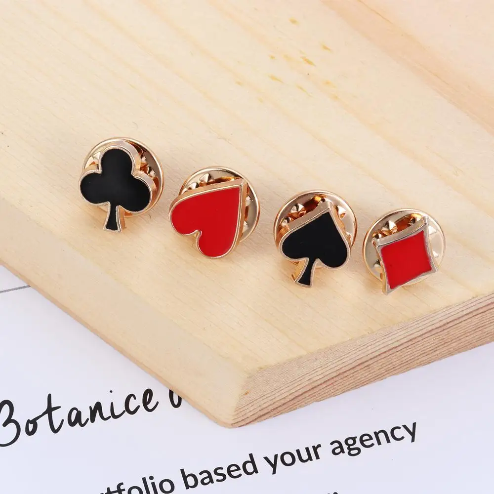 

4Pcs/set Women Men Poker Shaped Funny Collar Pins Brooches Boutonniere Badges