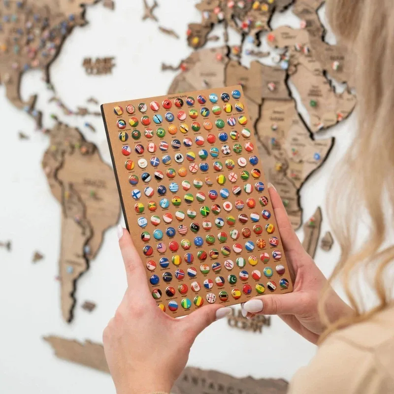 

Travel map World map Airplane pushpins Creative decoration Photo wall 3D three-dimensional modeling wall
