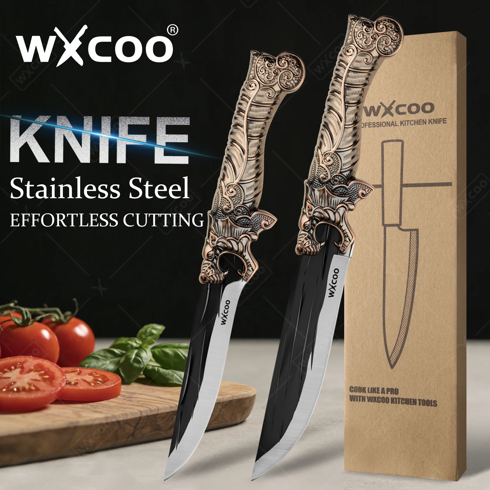 WXCOO Handgeschmiedetes Kochmesser Ausbeinmesser Edelstahl Metzgermesser Professionelles Küchenmesser Fleischbeil Kochwerkzeug