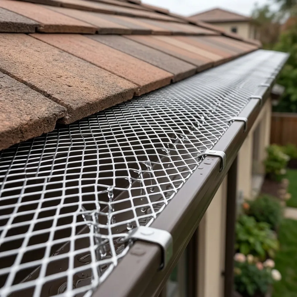 Aluminum Gutter Leaf Filter Screen Cover for Roof Trough and Drainage Channel Debris Blocking 12.7x600cm Silver