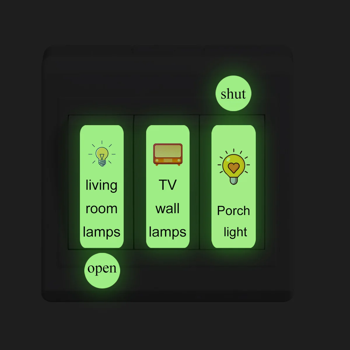 

Creative Self-Adhesive Switch Stickers, Glow in the Dark Wall Decals for Home - Living Room, Bedroom, Bathroom Decor