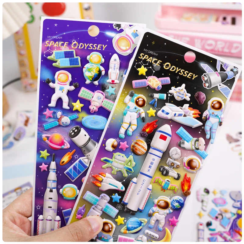 

4 pcs/ot New Dream Astronaut Space Cartoon 3D Relief Stickers Scrapbooking Diy Journal Cute Stationery Sticker