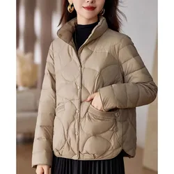 2024 Female Short Thin Light Down Cotton Jacket Winter Lady Fashion Parkas Coat Korean Women Long Sleeves Cotton Padded Outwear