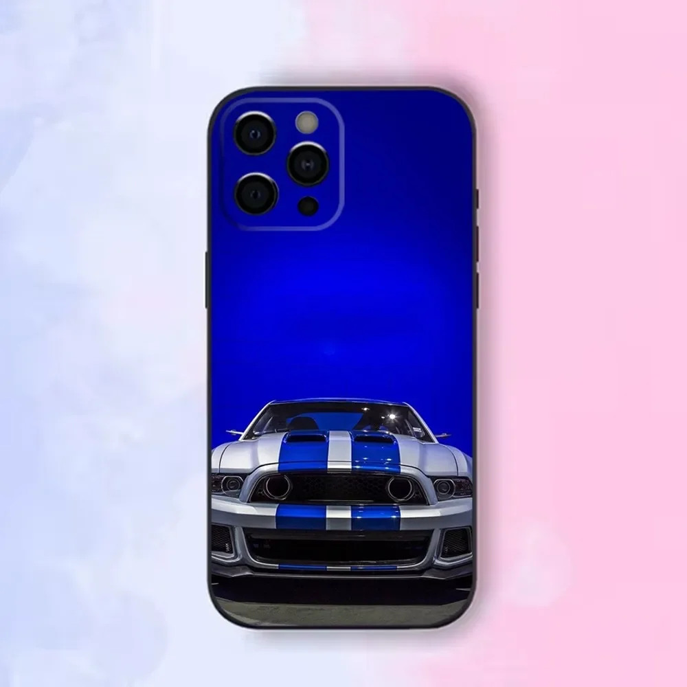 Cool Car S-ShelbyS-S M-MustangS-S GT Phone Case For iPhone16,15,14,13,12 Mini 11 Pro XR,X,XS,MAX,Plus Silicone Cover Soft Black