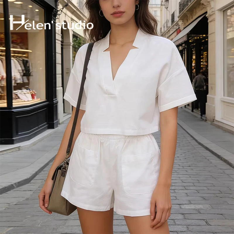 

Модный летний женский костюм: повседневный однотонный комплект для женщин, женская одежда, женские наряды