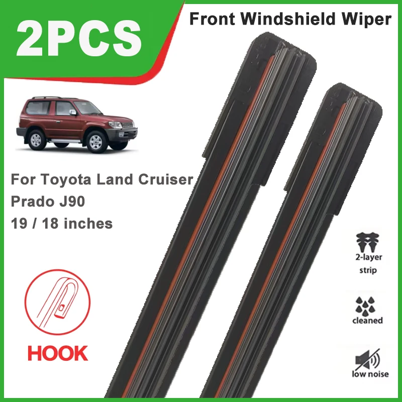 

19"+18" Double Rubber Front Wiper Blades, Windscreen Windshield Replacement Parts For Toyota Land Cruiser Prado J90 1996-2002