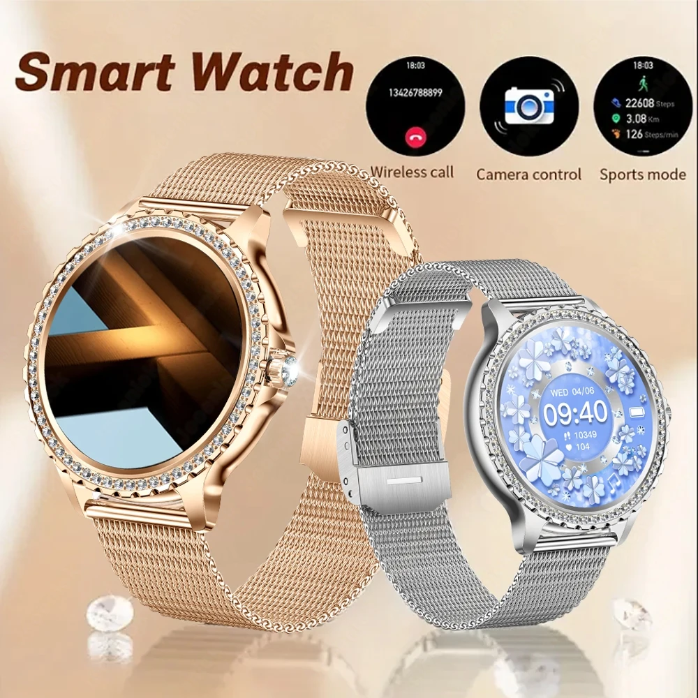 

2005 New Fashion Ladies Bluetooth Call Smart Watch AMOLED HD Screen Health Monitoring Sports Diamond Smartwatch IOS Android