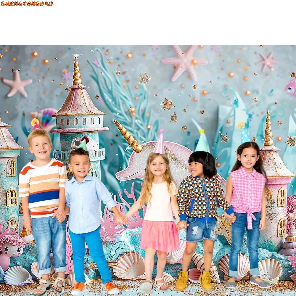 Photography Backdrop Unicorn Castle Princess Girl Adult Photocall Decors Child Birthday Cake Smash Props Background