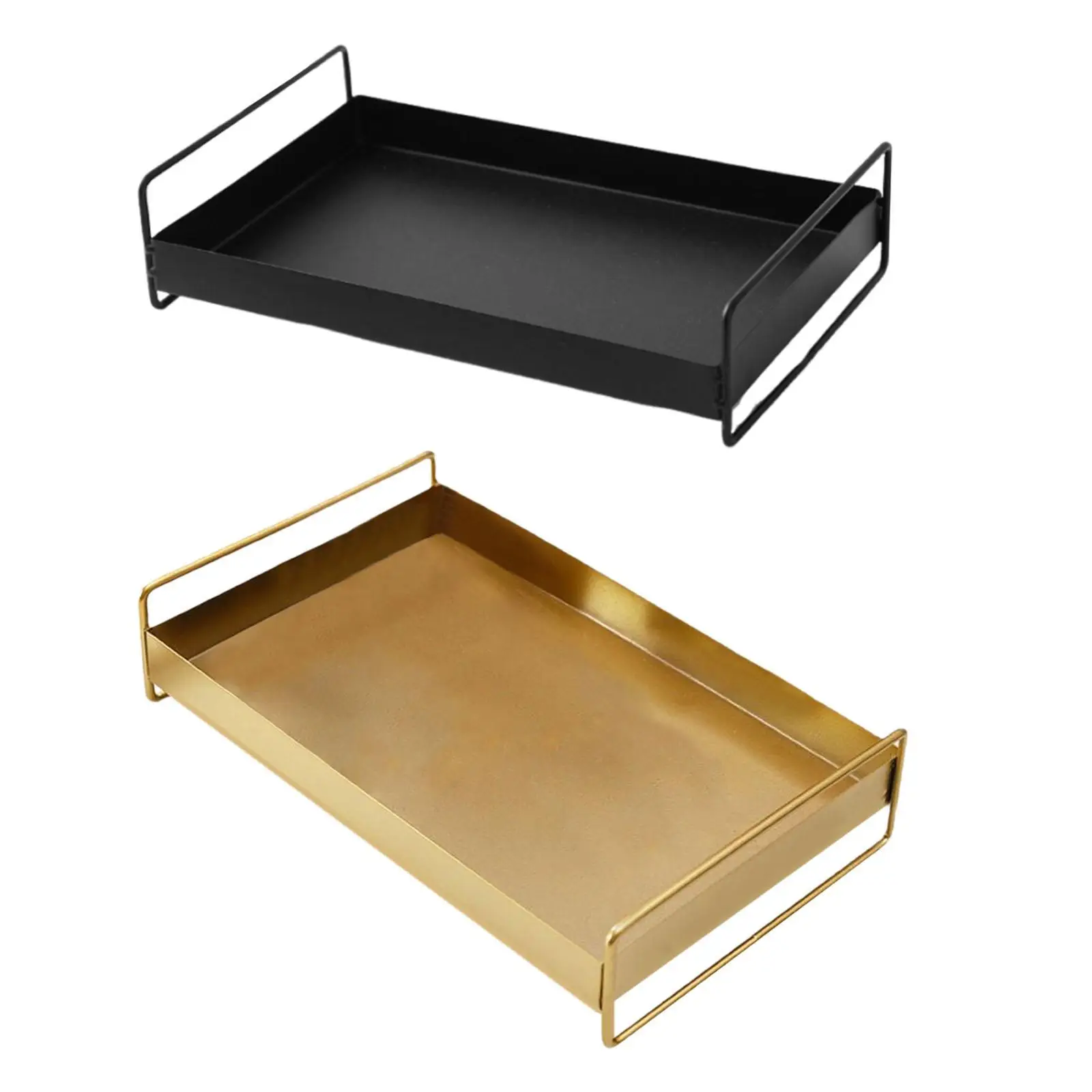 

Serving Tray with Handle Rectangular Iron Art Tray Modern Tea Cup Water Kettle Holder for Bathroom Vanity Living Room Party