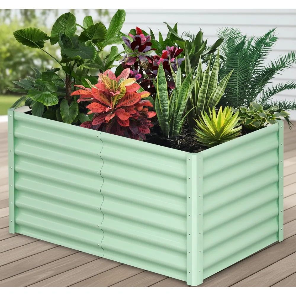 

6x3x2 FT Metal Raised Garden Bed Outdoor, Rectangular Planter Box for Vegetables Flowers Herbs Gardening